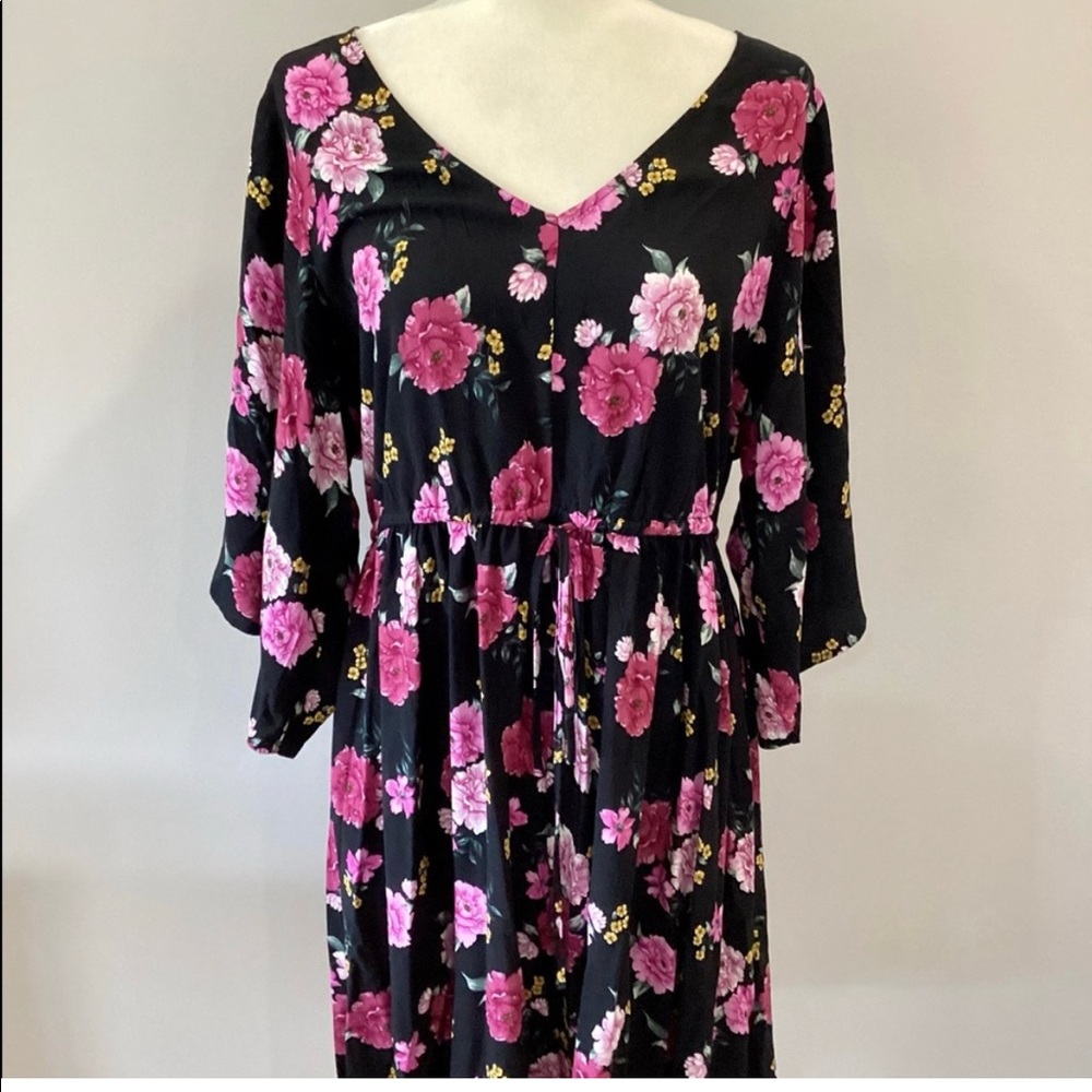 Black w/ Pink Floral Print Dress